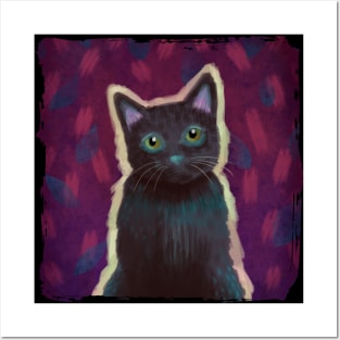 Black kitty portrait Posters and Art